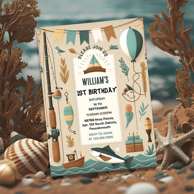 Convite faça um garoto bonitinho Peixe de forma ofísica um (Criador carregado)