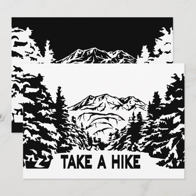 Convite Faça uma citação de Hike, paisagem monocromática d (Frente/Verso)