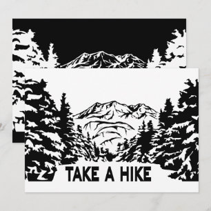 Convite Faça uma citação de Hike, paisagem monocromática d