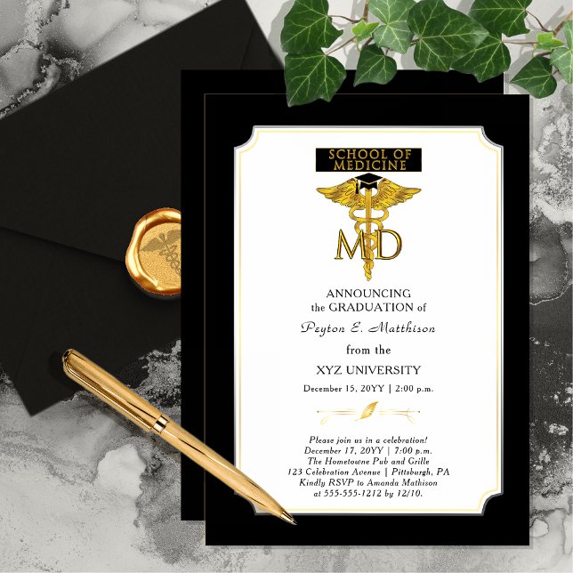 Convite Faculdade de Medicina | Graduação Médica (School of Medicine Doctor Physician Graduation Invitation)