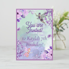 Convite Fada 7 Birthday Watercolor