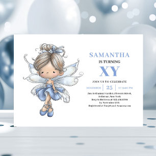 Convite Fada Azul Caprichosa Aniversário de 1 ano Pastel