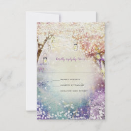 Convite Fada Azul Púrpura Cor-de-rosa Luzes Boho Casamento