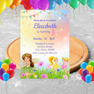 Convite Fada Birthday Whimsist Girl