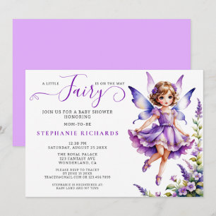 Convite Fada-Chá de fraldas de Fada Roxo bonito Floral