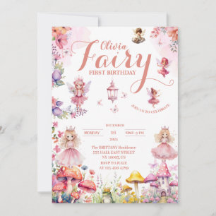 Convite fada da pequena princesa primeiro Conto de fadas a