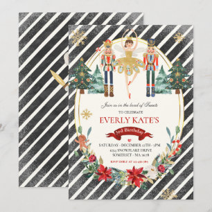 Convite Fada De Açúcar De Ameixa Vermelha E Dourada