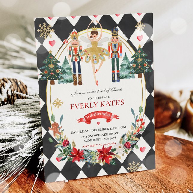 Convite Fada De Açúcar De Ameixa Vermelha E Dourada (Criador carregado)