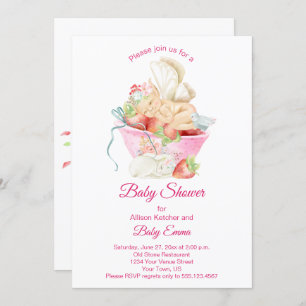 Convite Fada de Bebê no Chá de fraldas de Teacup Rosa