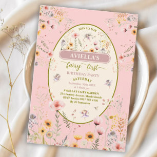 Convite Fada de flor silvestre de fantasia primeiro convit