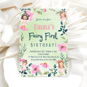 Convite Fada de Floresta Encantada Primeiro Aniversário