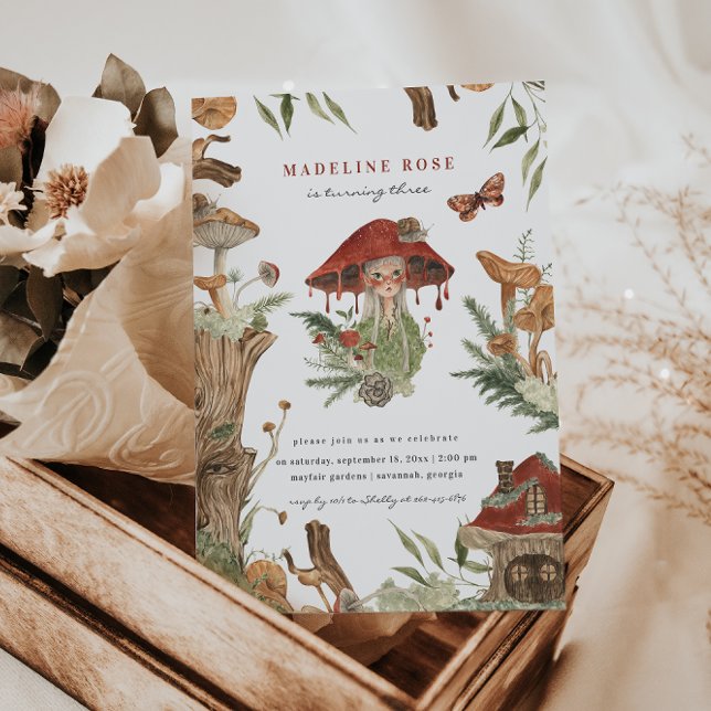 Convite Fada de Floresta Mágica de Outono | Aniversário (Criador carregado)