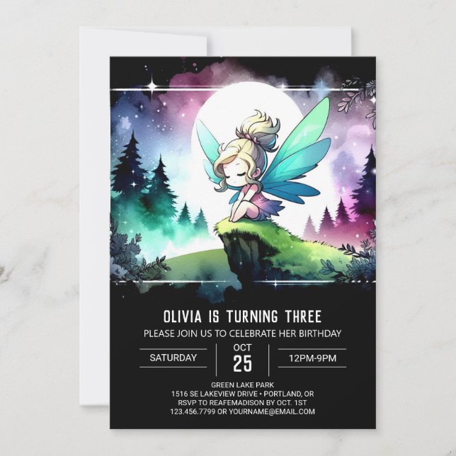 Convite Fada de Pastel Divertida Aniversário (Frente)