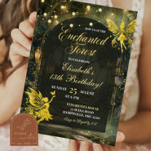 Fada do Bosque Encantado de Ouro Aniversariante