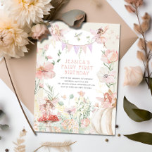 Fada em Aquarela Caprichosa para 1º Aniversário