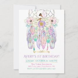 Convite Fada Étnica Sonho Catcher Penas de Boho
