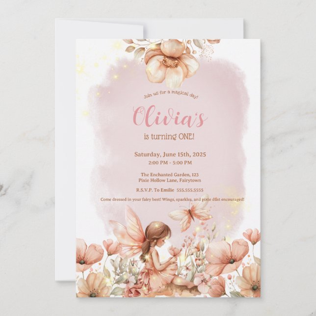 Convite Fada - Festa de primeiro aniversario da Primeira M (Frente)