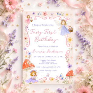 Convite Fada Flor Silvestre Caprichosa Aniversário de 1 An