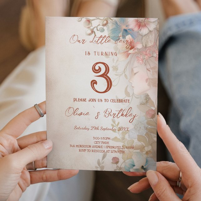 Convite Fada Floral - Festa de Tema Látea Aniversário de c (Criador carregado)