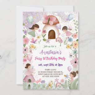 Convite Fada Floral Menina 1º Aniversário