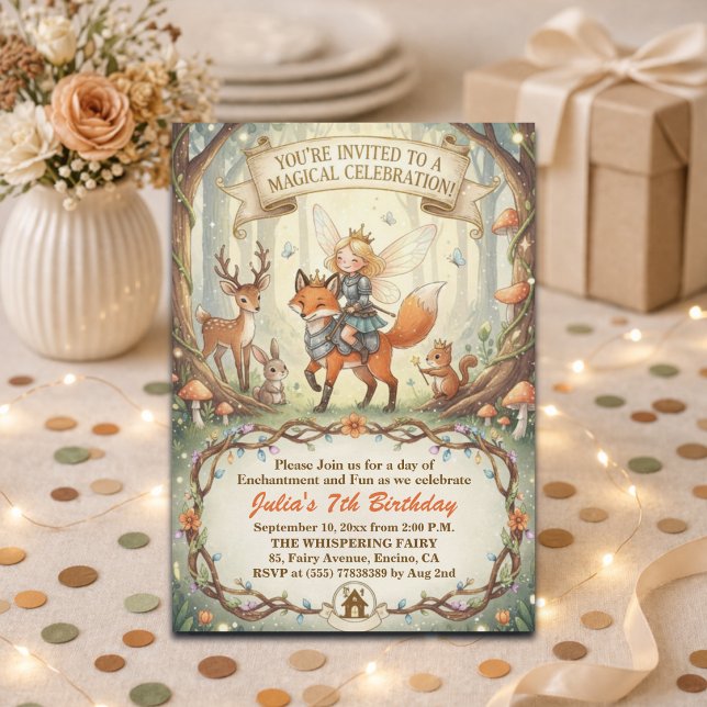 Convite Fada Floresta Caprichosa 7º Festa de Aniversário (Criador carregado)