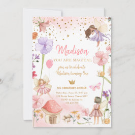 Convite Fada, Garden Girl Primeiro Aniversário