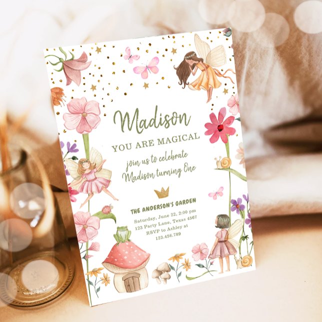Convite Fada, Garden Girl Primeiro Aniversário (Criador carregado)