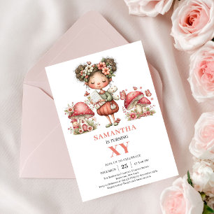 Convite Fada Mágica 4º Aniversário Festa Floral Rosa