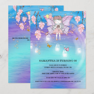 Convite Fada menina magia luz de aniversário borboleta