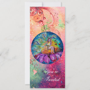 Convite FADA NA NOITE, faíscas rosa verde azul vermelho