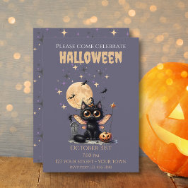 Convite Fada Negra Gata Negra Gata de Olho Largo, Bonita