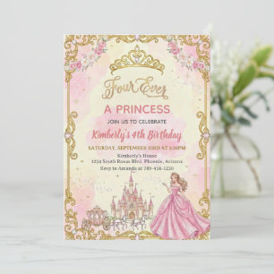 Convite Fada Para Sempre Uma Princesa Rosa Menina 4º Festa