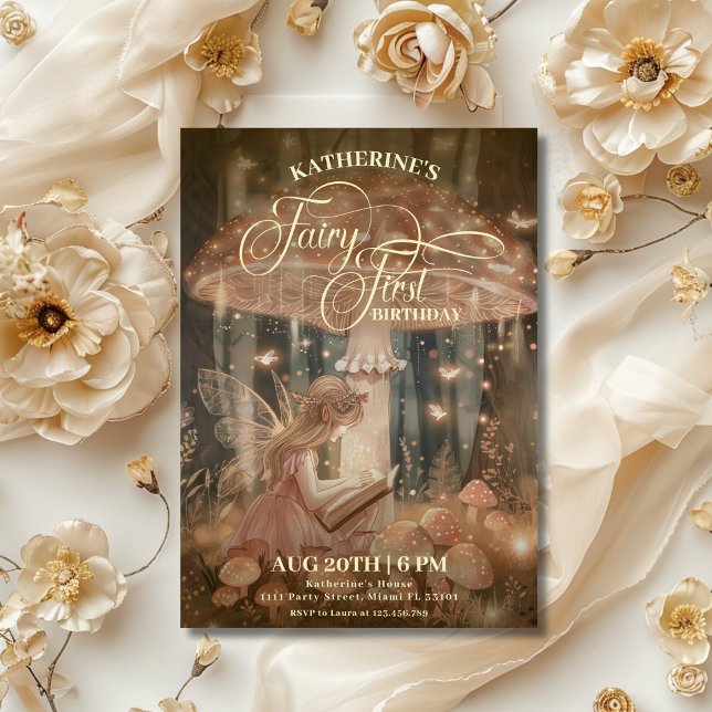 Convite Fada Primeira Floresta de Aniversário Cogão (Criador carregado)