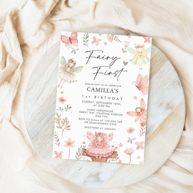 Convite Fada Primeira Rapariga, Festa de aniversário Whimi (Criador carregado)