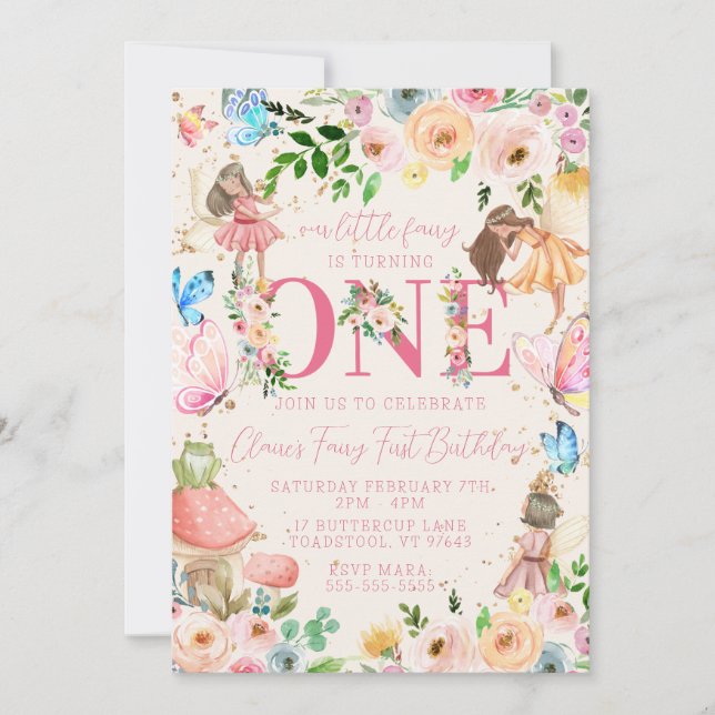 Convite Fada Primeiro Aniversário (Frente)