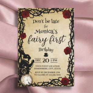 Convite Fada Primeiro Aniversário Alice no País das Maravi