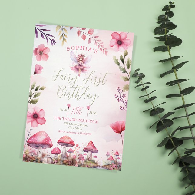 Convite Fada Primeiro Aniversário Cogão Florestal Encantad (Criador carregado)