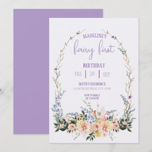 Convite Fada Primeiro Aniversário Floresta Aquarela Cogume