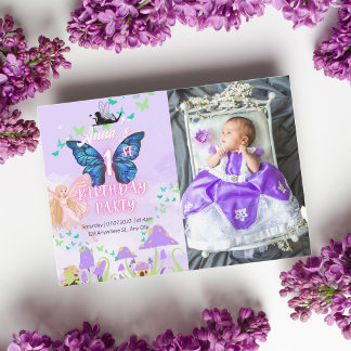 Convite Fada Primeiro Aniversário Princesa Borboleta Foto