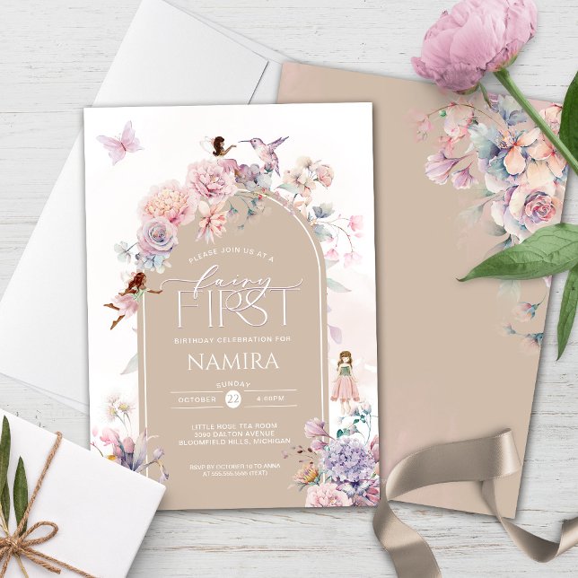 Convite Fada Primeiro Festa de Jardim Encantado de Anivers (Criador carregado)