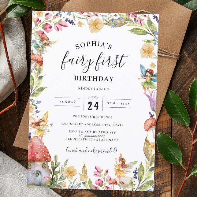 Convite Fada Primeiro primeiro aniversario de Aniversário (Criador carregado)