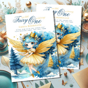 Convite Fada Princesa 1º Aniversário ou EDITAR IDADE Teal