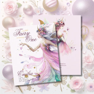 Convite Fada Princesa 1º Aniversário ou EDITAR IDADE Verde