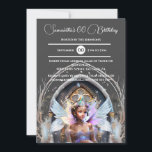 Convite Fada princesa do gelo asas brilhantes cor-de-rosa<br><div class="desc">Era uma vez, num reino onde os céus brilhavam de um crepúsculo interminável e as florestas sussurravam segredos antigos, existia um Reino conhecido como Icicle. Era uma terra onde mágica e maravilha se afundavam como flocos de neve suaves e delicados, e no coração desse mundo encantador residia uma fada extraordinária....</div>