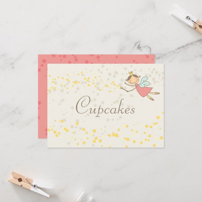 Convite Fada Princesa Festa de aniversário - Sinal de Mesa (Frente/Verso In Situ)