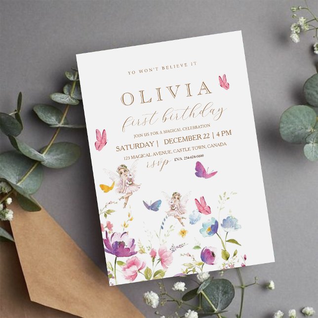 Convite Fada Princesa Flor Festa de aniversario de meninas (Criador carregado)