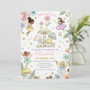 Convite Fada Princesa Jardim de Flores Meninas Aniversário