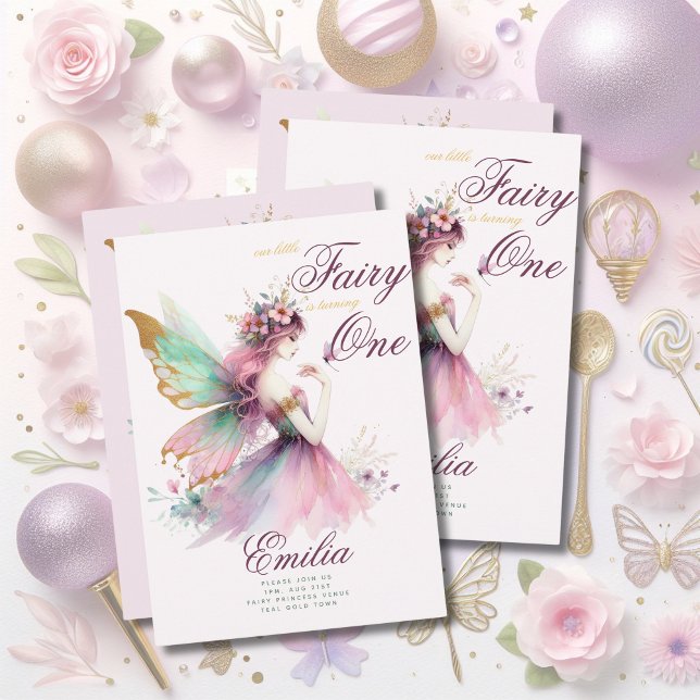 Convite Fada Princesa primeiro aniversario ou EDIT AGE Tea (Criador carregado)