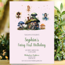 Fada Rosa Encantada Primeiro Cogão de Aniversário