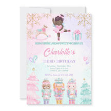 Convite Fada Rosa Terra dos Doces Quebra-Nozes